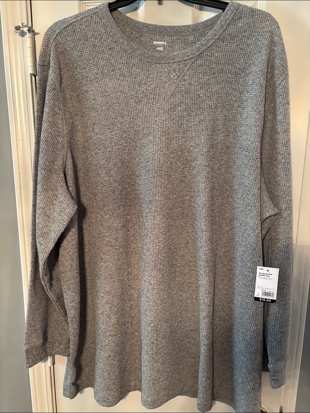 Sonoma Light Gray Waffle-Knit Long Sleeve Tee NWT